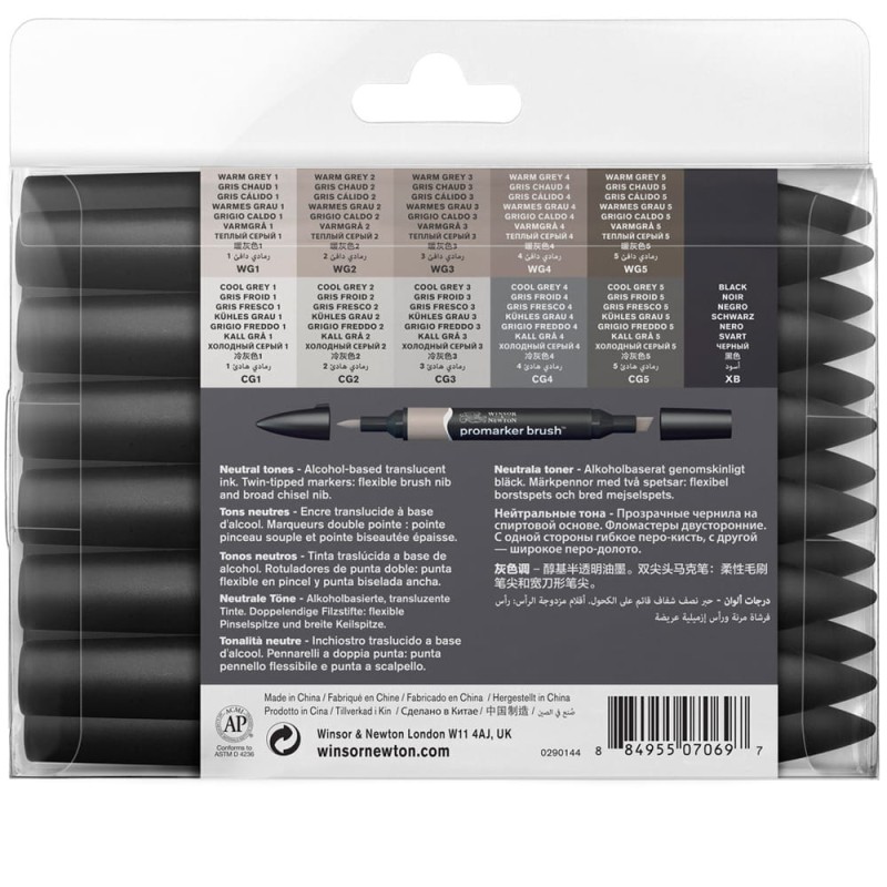 Zestaw Promarker Brush 12+1 szt Neutral Tones Winsor &amp; Newton