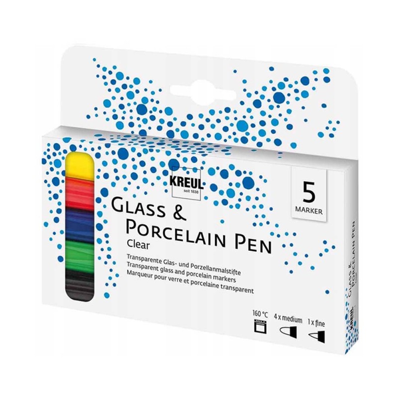 Pisaki do porcelany i szkła Kreul 5 szt  Clear