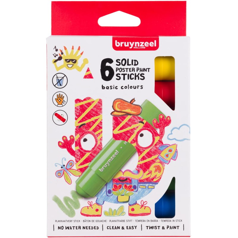 Kredki wykręcane Bruynzeel Poster paint stick set Basic 6 colours