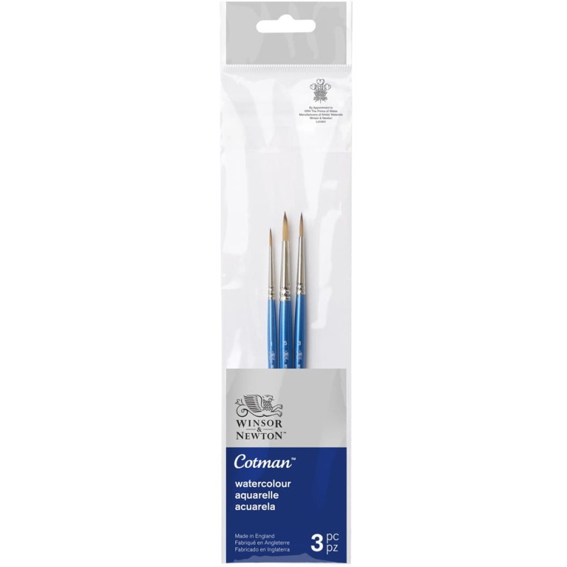 Zestaw pędzli syntetycznych Winsor &amp; Newton Cotman - 3 szt