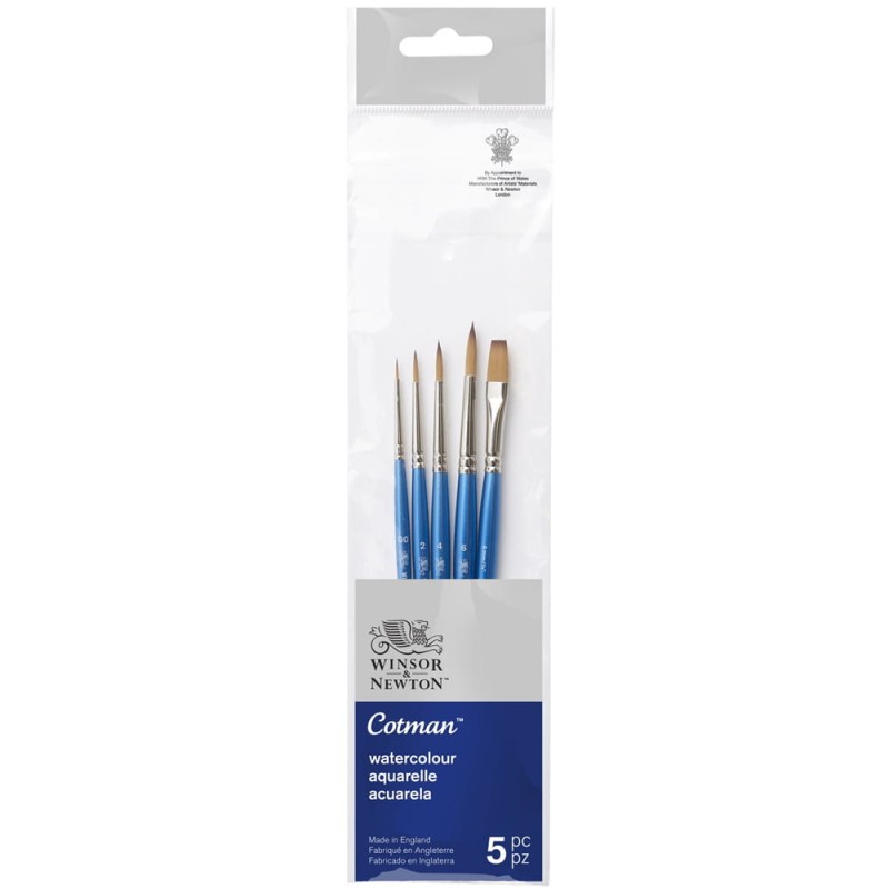 Zestaw pędzli syntetycznych Winsor &amp; Newton Cotman - 5 szt., mix