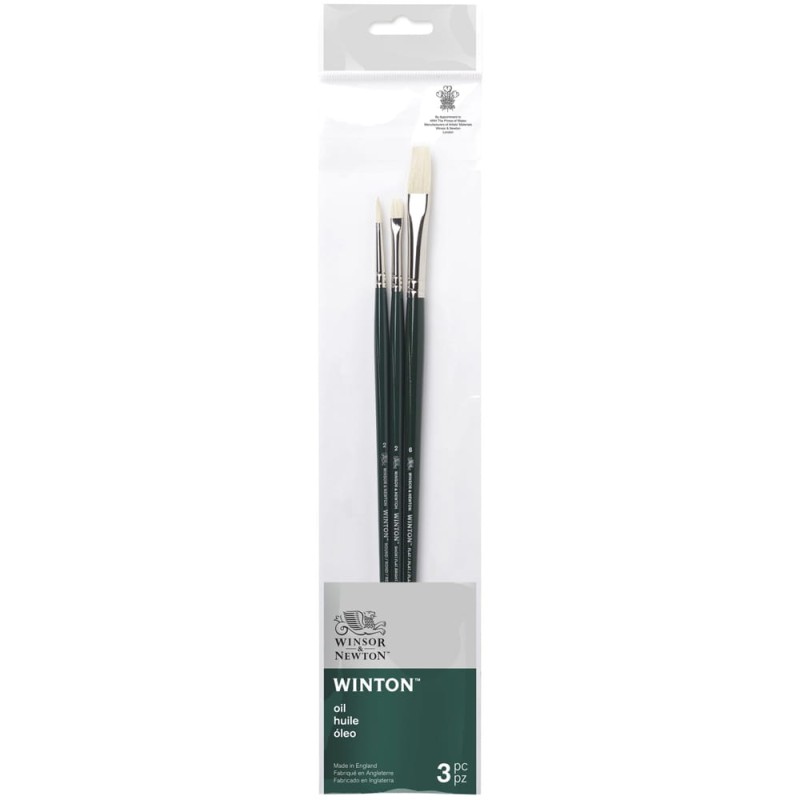Zestaw pędzli szczecinowych Winsor &amp; Newton Winton 2 - 3 szt., płaskie