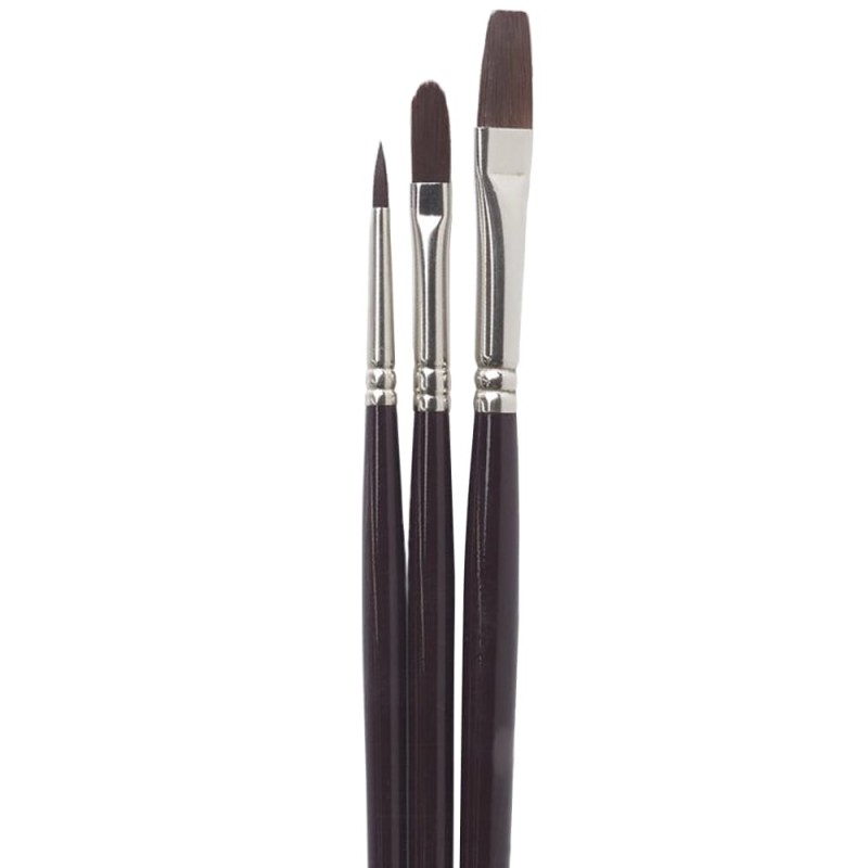 Zestaw pędzli syntetycznych Winsor &amp; Newton Galeria - 3 szt., długa rączka