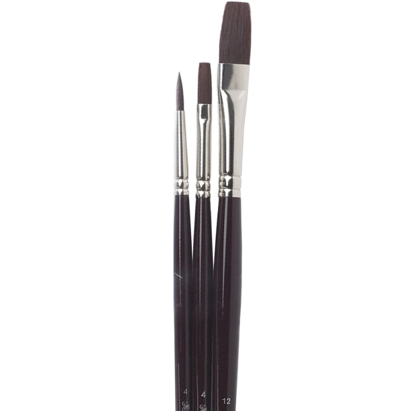 Zestaw pędzli syntetycznych Winsor &amp; Newton Galeria - 3 szt., długa rączka