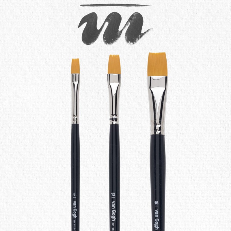 Zestaw pędzli syntetycznych Van Gogh 294 - 3 szt., płaskie