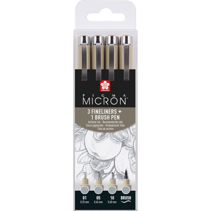 Pisaki Pigma Micron Light Cool Grey Sakura 4 szt