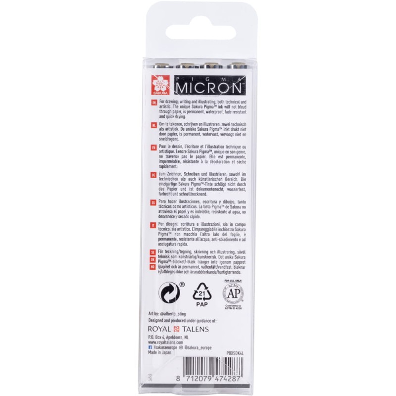 Pisaki Pigma Micron Light Cool Grey Sakura 4 szt