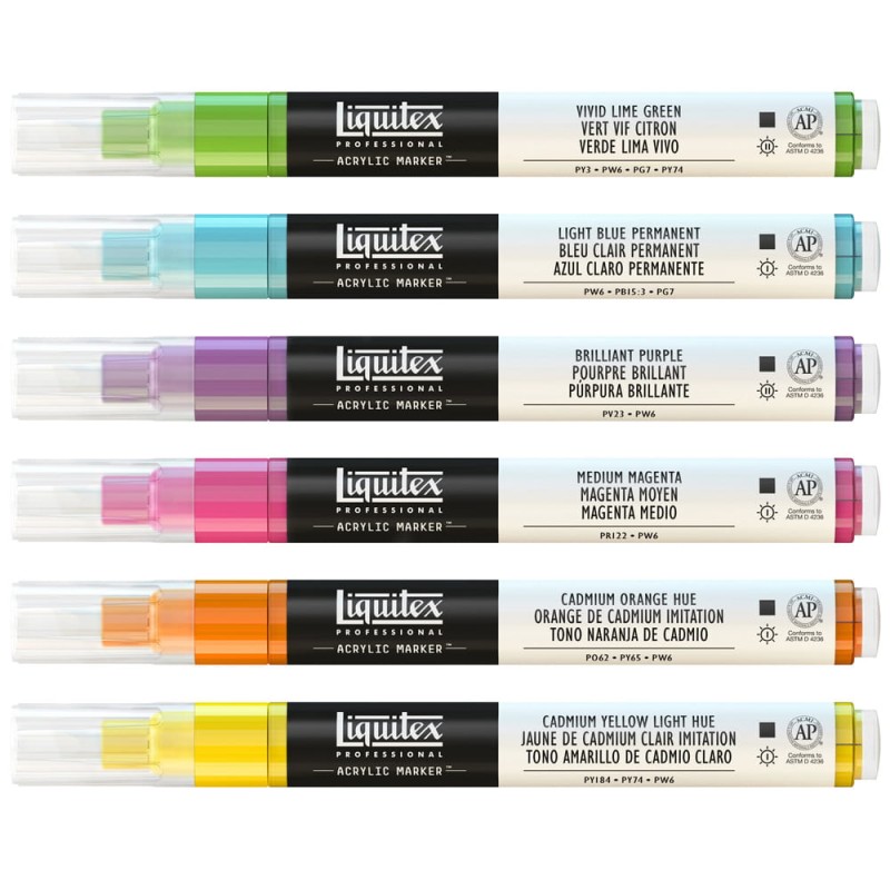 Zestaw markerów akrylowych Liquitex vibrant set 6 x 2 mm