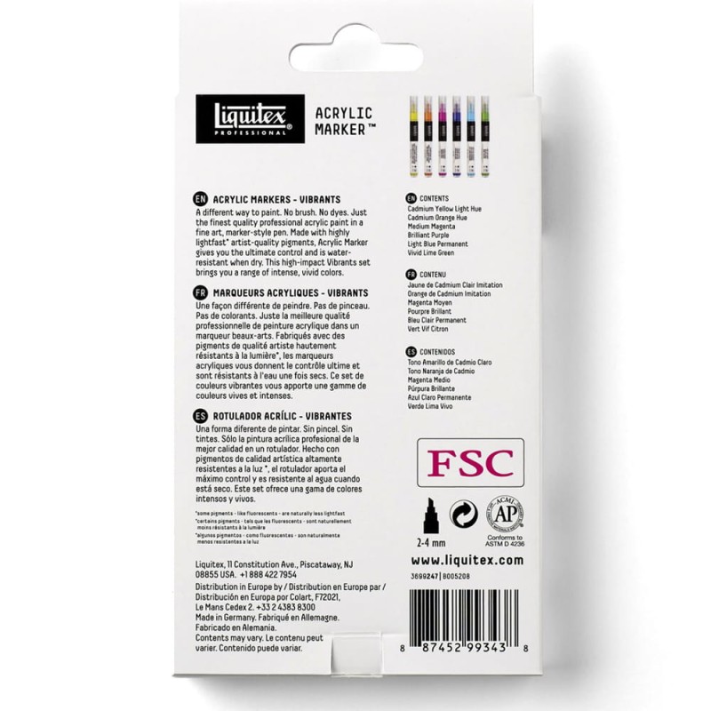 Zestaw markerów akrylowych Liquitex vibrant set 6 x 2 mm
