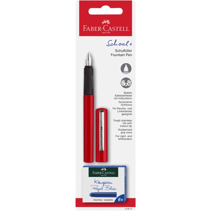 Pióro wieczne School Faber-Castell czerwone + naboje