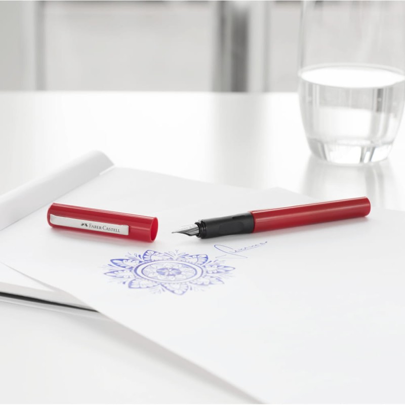 Pióro wieczne School Faber-Castell czerwone + naboje