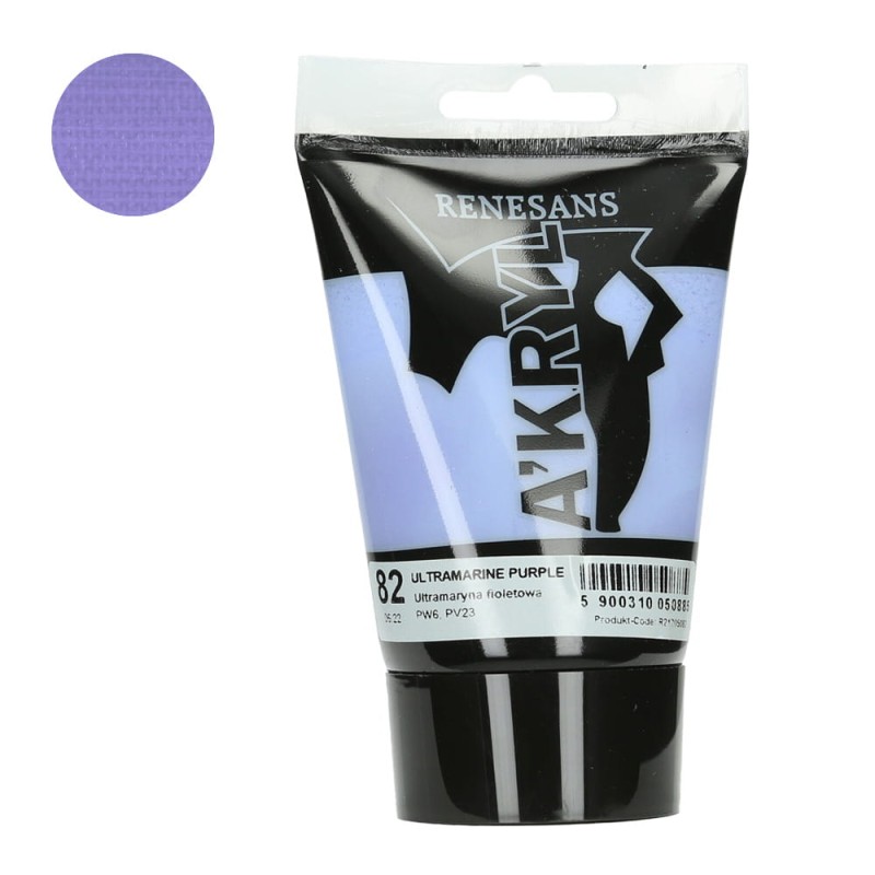 Farba akrylowa Renesans A'kryl 100 ml - 82 Ultramaryna fioletowa