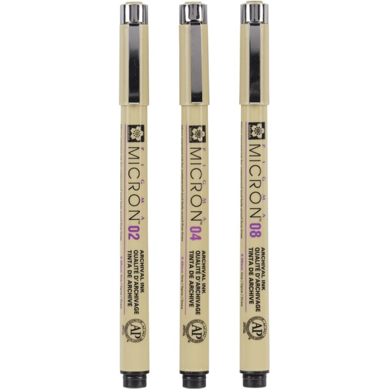 Cienkopisy Pigma Micron Fineliners Black Sakura 3 szt