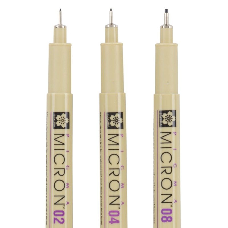 Cienkopisy Pigma Micron Fineliners Black Sakura 3 szt