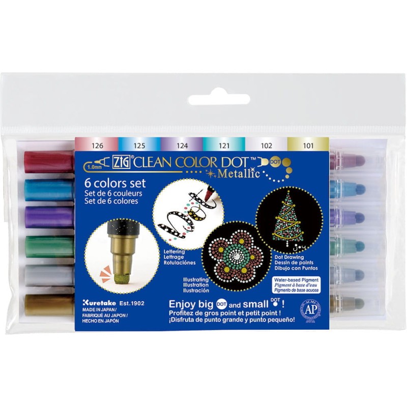 ZIG Clean Color Dot 6 szt metallic.jpg