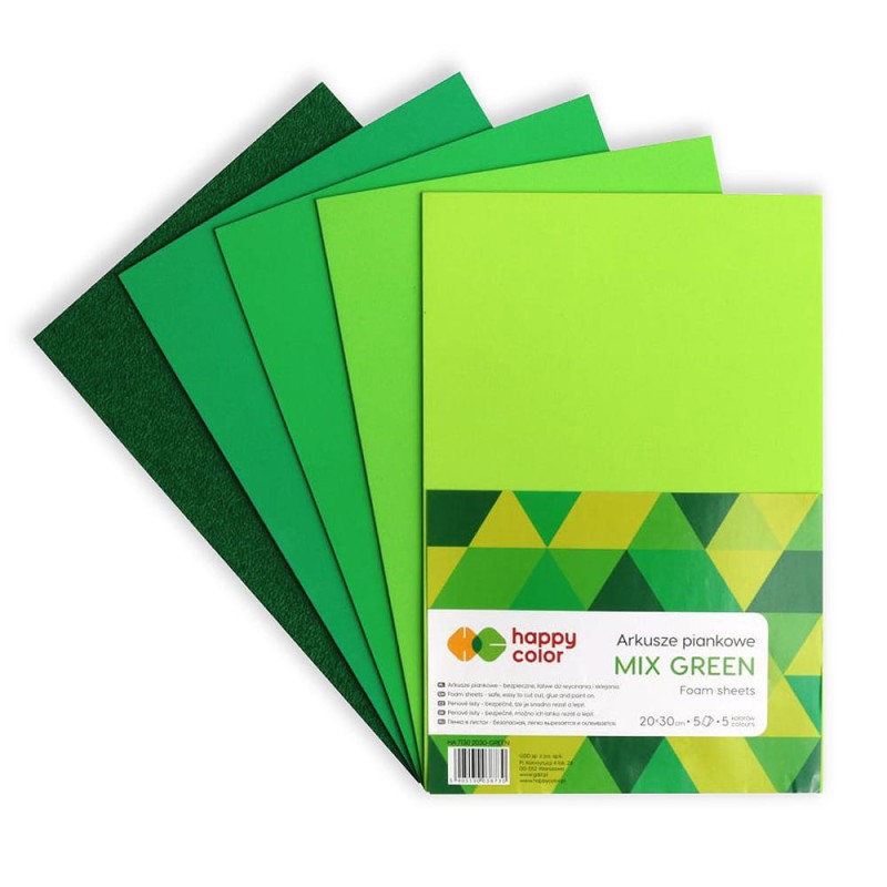 Arkusze piankowe Happy Color 20x30 cm - MIX GREEN