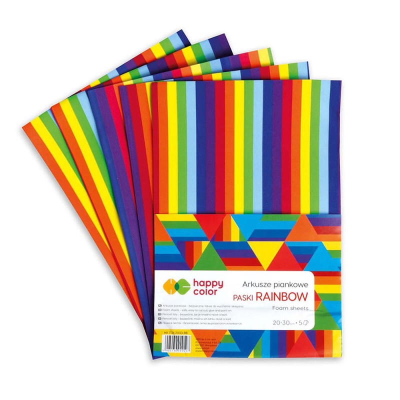 Arkusze piankowe Happy Color 20x30 cm - PASKI RAINBOW