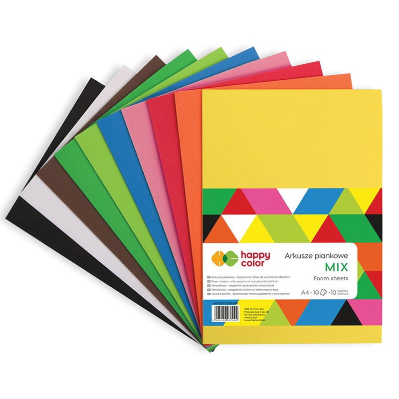 Arkusze piankowe Happy Color 20x30 cm, 10 ark - MIX
