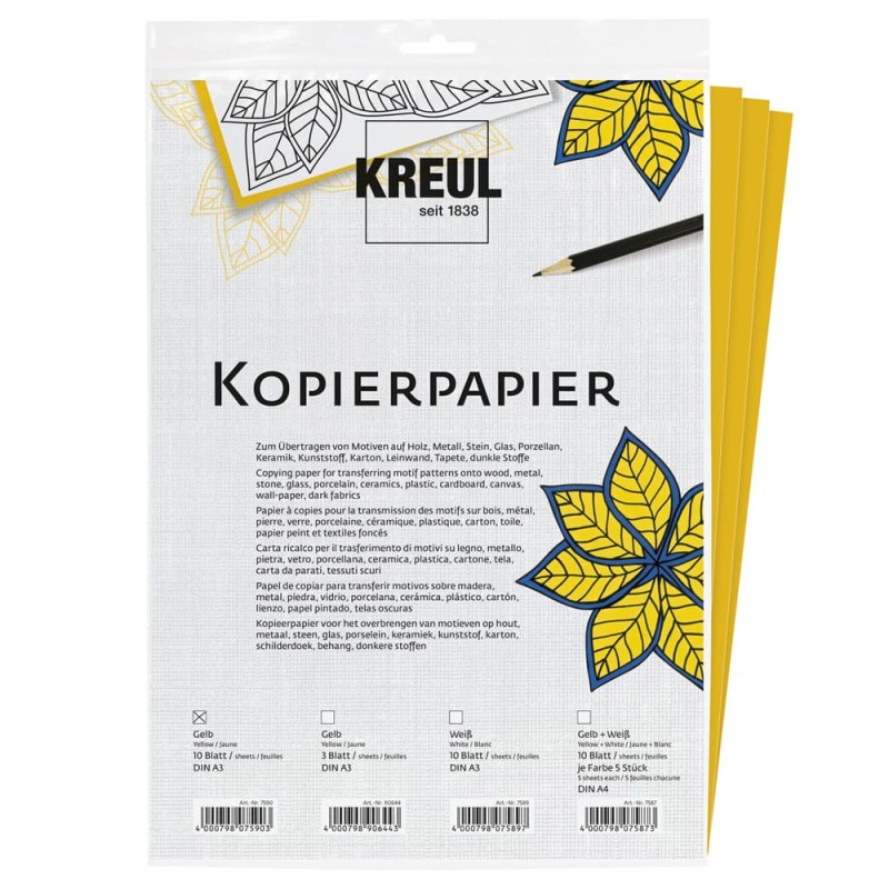 Żółty papier kopiujący na tkaniny Kreul A3