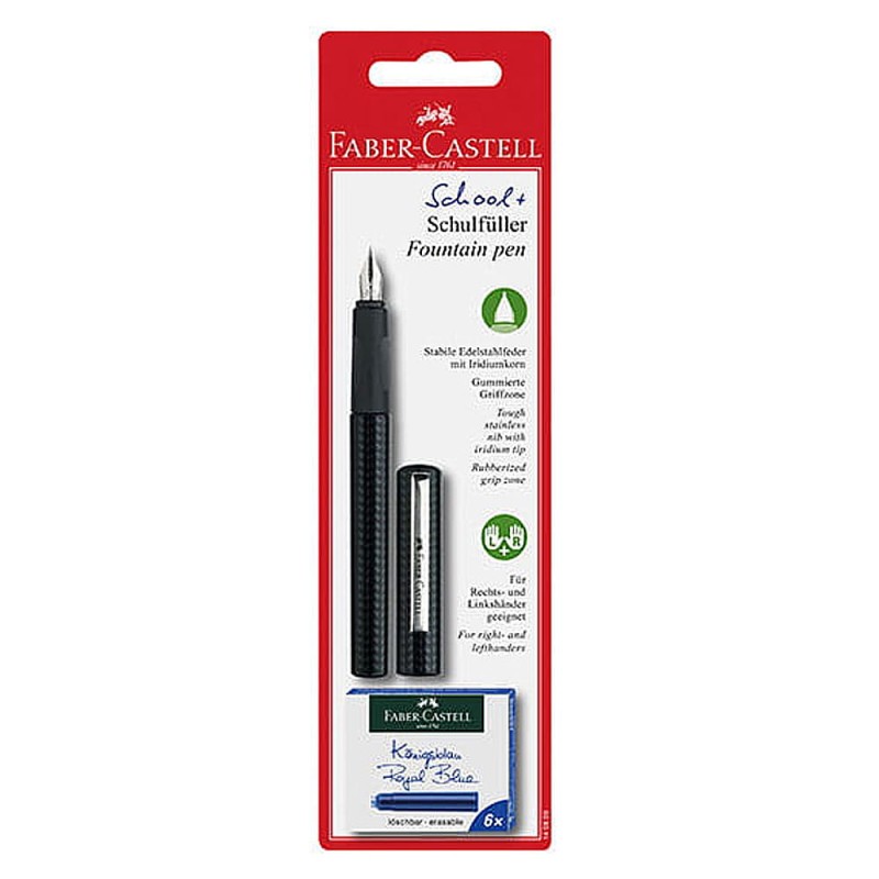Pióro wieczne School Faber-Castell czarne + naboje