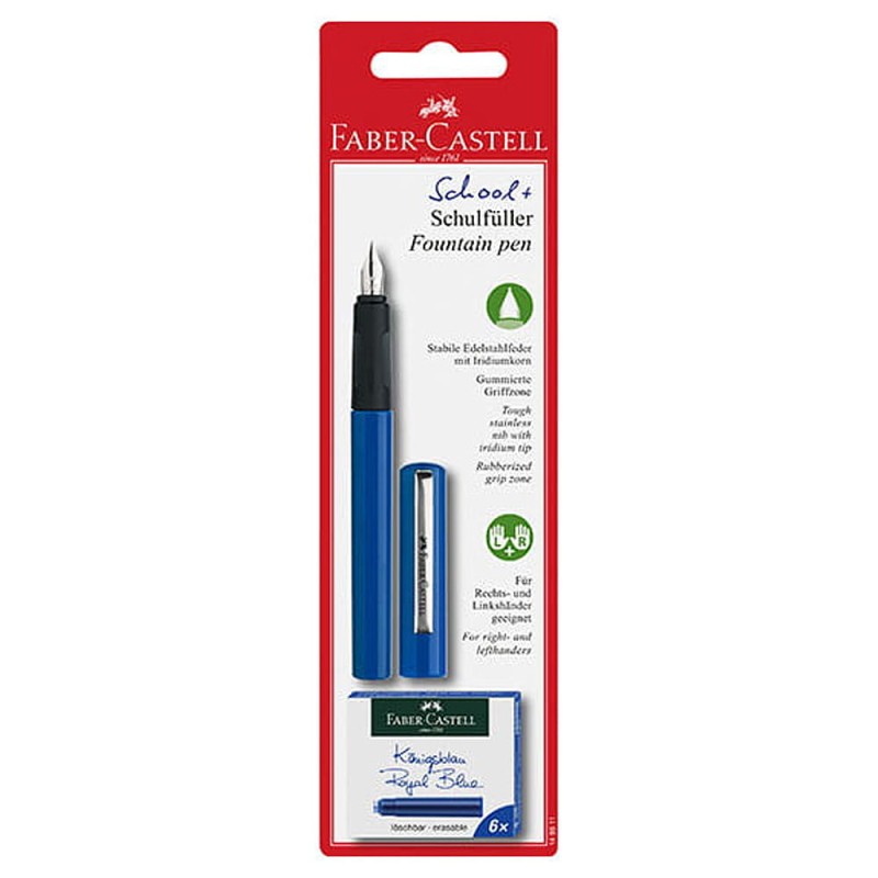Pióro wieczne School Faber-Castell niebieskie + naboje