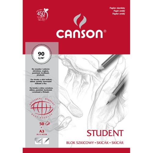 Blok szkicowy Canson Student - A3, 90 g, 50 ark.