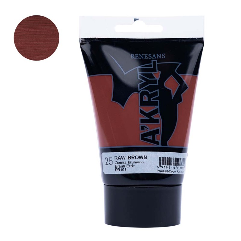Farba akrylowa Renesans A'kryl 100 ml - 25 Ziemia Brunatna