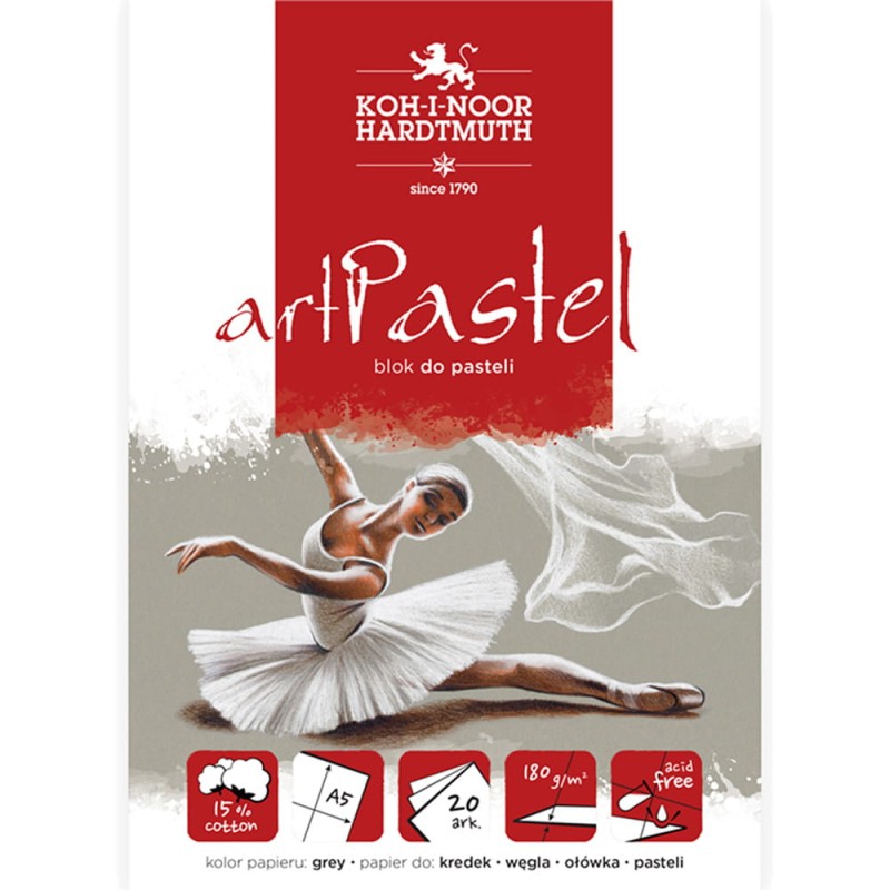 Blok do pasteli Koh-i-Noor artPastel grey - A5, 180 g, 20 ark.