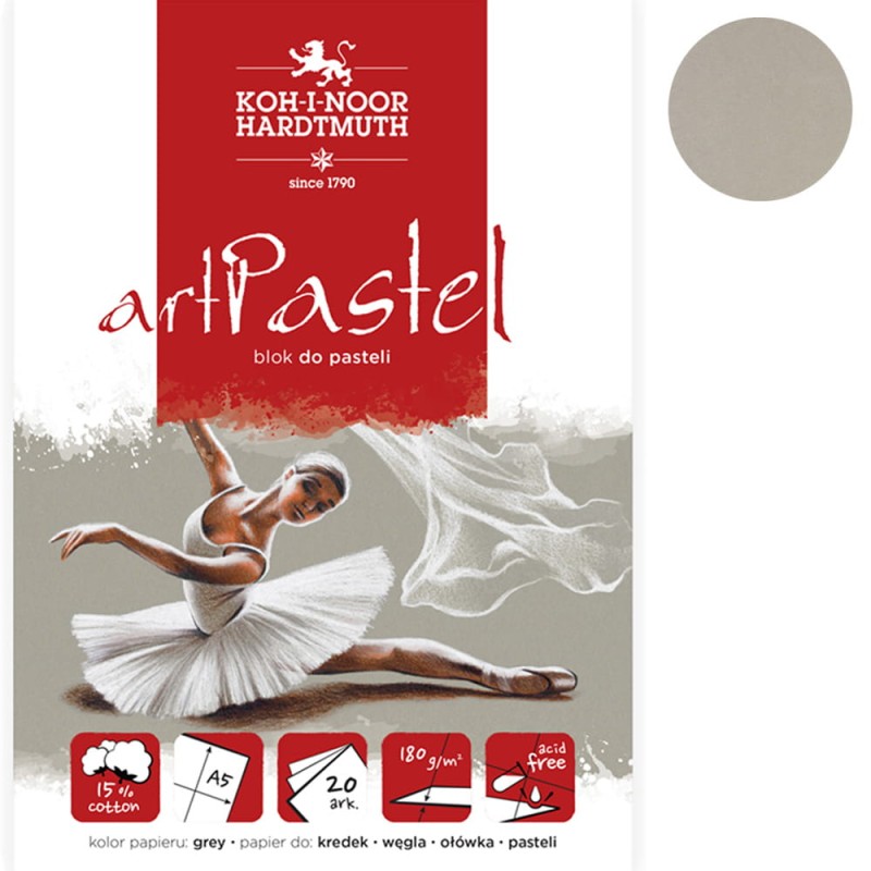Blok do pasteli Koh-i-Noor artPastel grey - A5, 180 g, 20 ark.