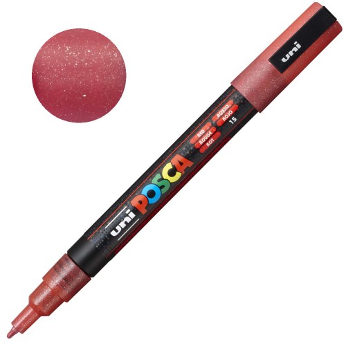 Marker POSCA 3ML 0.9-1.3 mm 15 Gliter Red