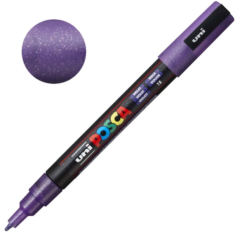 Pisak POSCA 3ML 0.9-1.3 mm 12 Gliter Violet