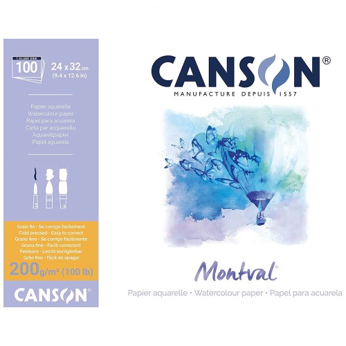 Blok do akwareli Canson Montval - 24 x 32 cm, 200 g, 100 ark.