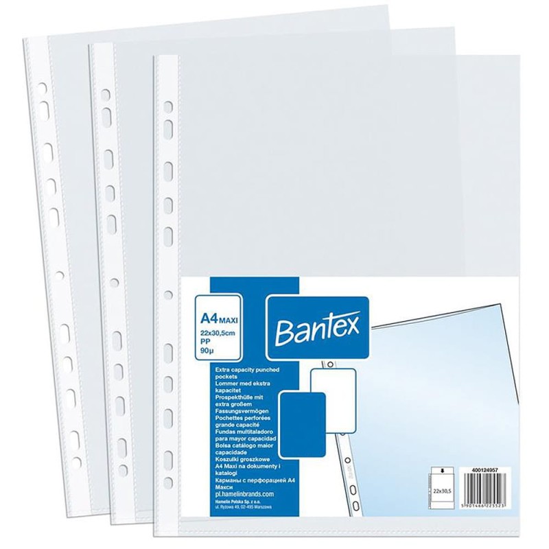 Koszulki krystaliczne Bantex A4 - 100 szt