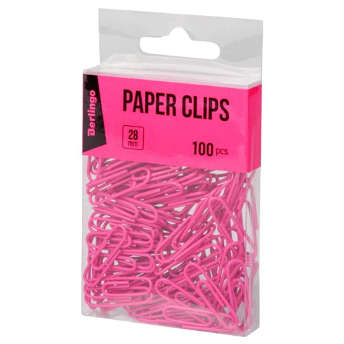 Spinacze do papieru Berlingo 100 szt - różowe