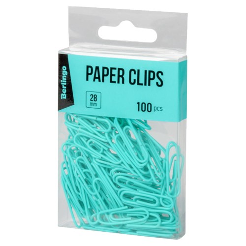 Spinacze do papieru Berlingo 100 szt - turkusowe