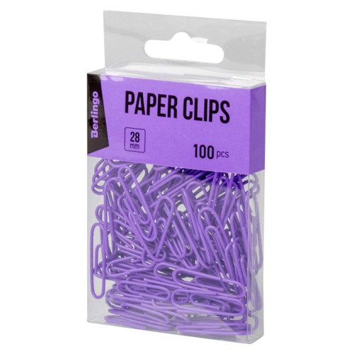 Spinacze do papieru Berlingo 100 szt - fioletowe