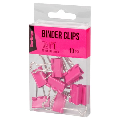 Klipsy do papieru Berlingo 19 mm 10 szt. różowe