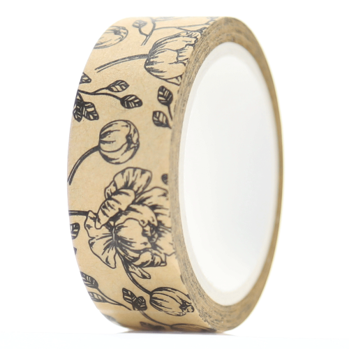 Taśma washi Kraft KWIATY