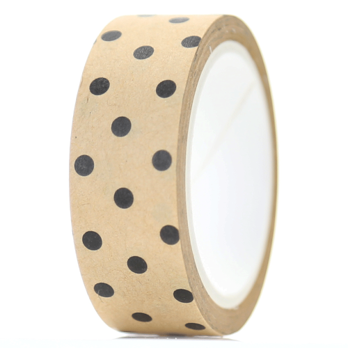 Taśma washi Kraft CZARNE KROPKI