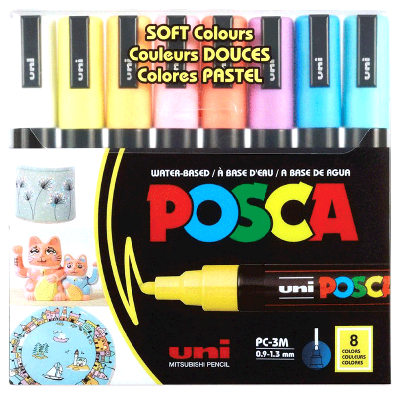 Markery POSCA PC-3M zestaw 8 szt. Soft Colors