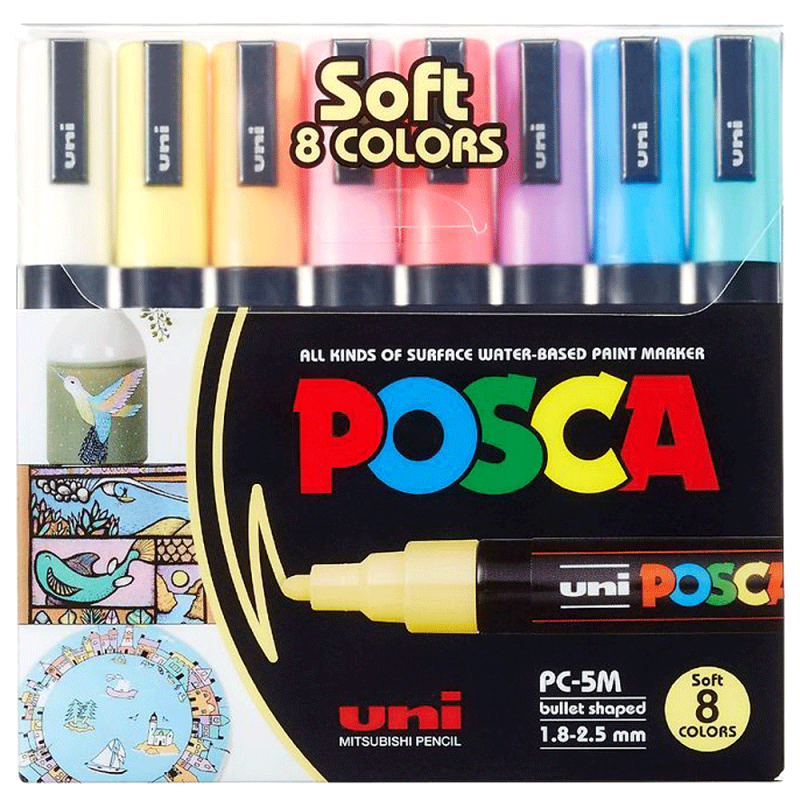 Zestaw markerów POSCA PC-5M Soft Colors - 8 kolorów