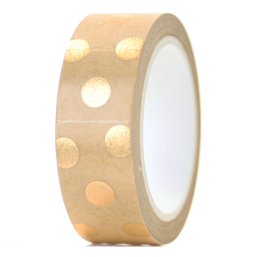 Taśma washi Kraft ZŁOTE KROPKI