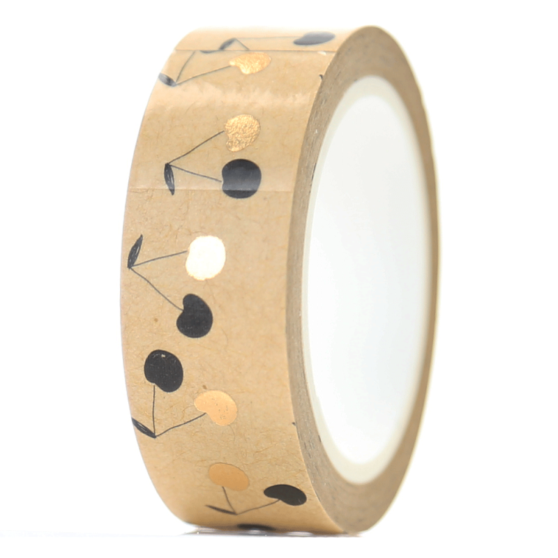 Taśma washi Kraft WISIENKI ZŁOTO-CZARNE