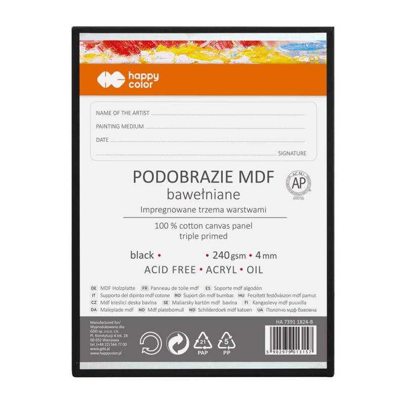 Tablica malarska czarna Happy Color 18 x 24 cm