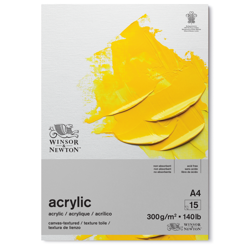 Blok do farb akrylowych Acrylic Winsor & Newton - 300 g, A4, 15 ark. 01