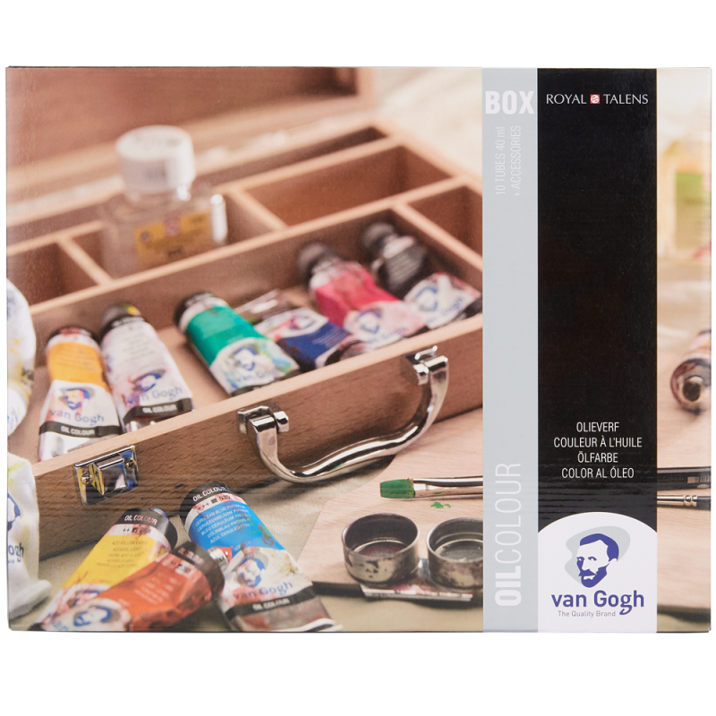 Zestaw farb olejnych Van Gogh drewniana kaseta 10x40 ml + akcesoria Van Gogh Oil Colour Box Basic