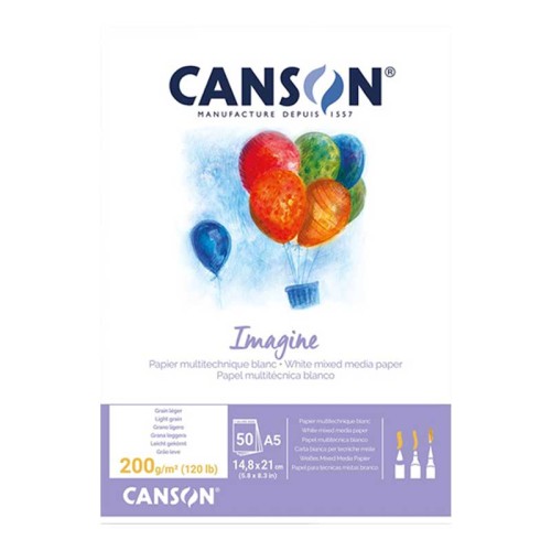 Blok mix media Canson Imagine - A5, 200 g, 50 ark.