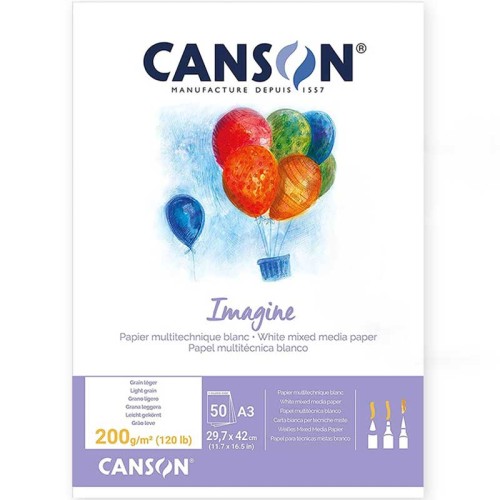 Blok mix media Canson Imagine - A3, 200 g, 50 ark.