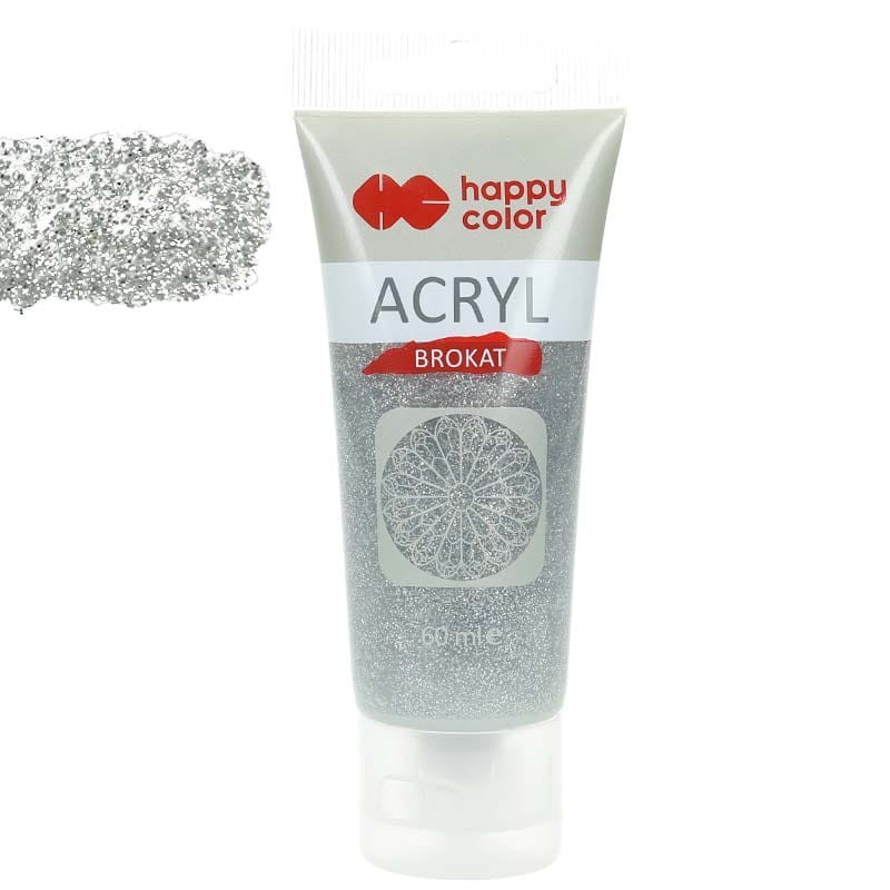 Brokat akrylowy Happy Color 60ml - srebrny