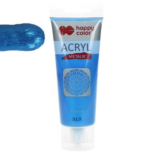 Farba akrylowa Happy Color 75 ml - 313 Niebieski perłowy metalik 